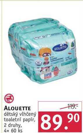 Rossmann Alouette dětský vlhčený toaletní papír, 4x 60 ks nabídka