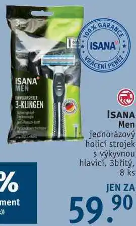 Rossmann Isana men jednorázový holicí strojek s výkyvnou hlavicí, 3břitý, 8 ks nabídka