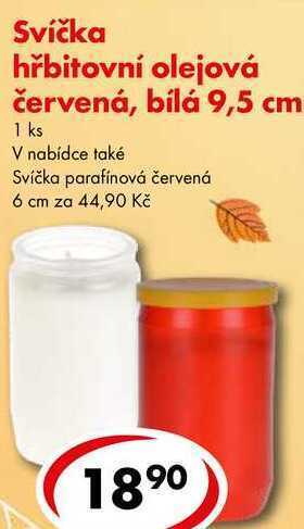 CBA Svíčka hřbitovní olejová červená, bílá 9,5 cm nabídka