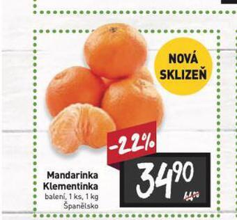 Billa Mandarinky klementinky nabídka