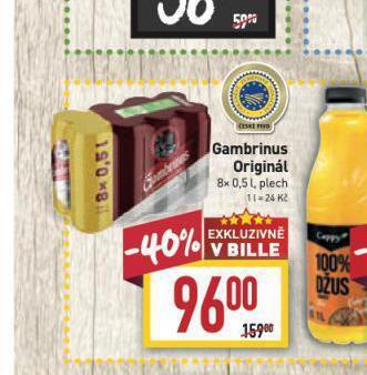 Billa Pivo gambrinus originál nabídka