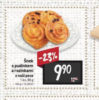 Šnek s pudinkem a rozinkami