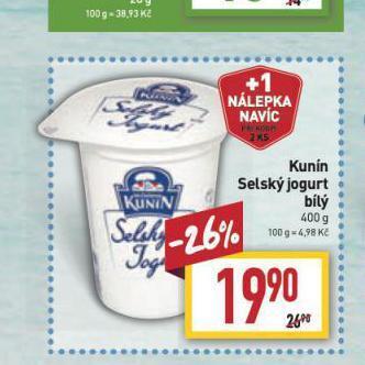 Billa Kunín selský jogurt bílý nabídka