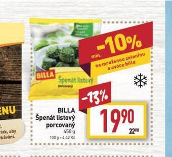 Billa Billa špenát listový porcovaný nabídka