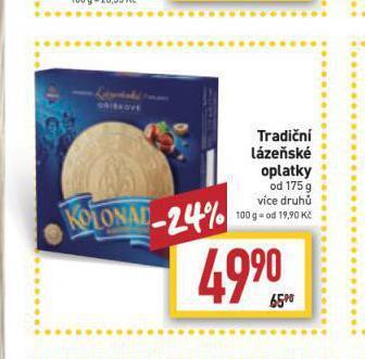 Billa Tradiční lázeňské oplatky nabídka