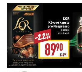 Billa L´or kávové kapsle pro nespresso nabídka