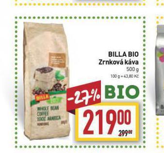 Billa Billa bio zrnková káva nabídka