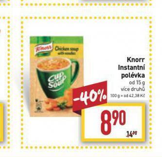 Billa Knorr instantní polévka nabídka