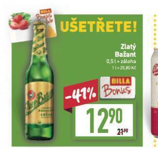 Billa Pivo zlatý bažant nabídka