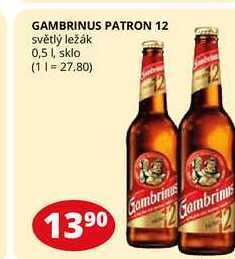 Flop Gambrinus patron 12 světlý ležák 0,5 l nabídka