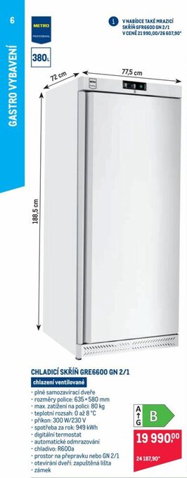 Makro Metro chladicí skříň gre6600 gn2/1 nabídka