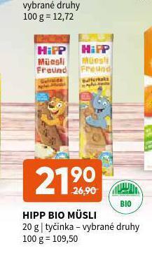 Terno Hipp bio müsli tyčinka nabídka