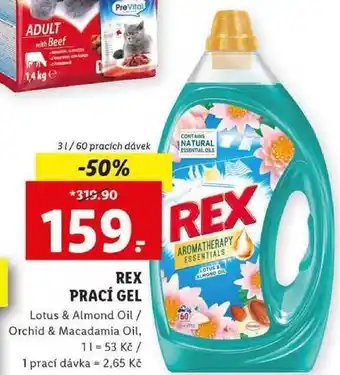 Lidl Rex prací gel, 3 l / 60 pd nabídka