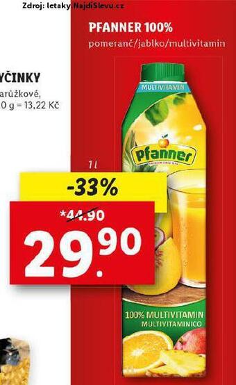 Lidl Pfanner 100% džus nabídka