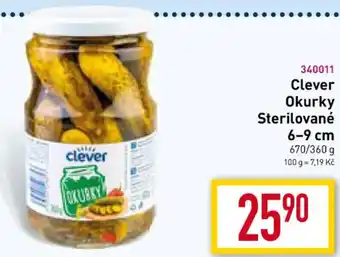Billa clever okurky sterilované 6-9cm 670/360g nabídka