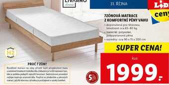 Lidl 7zónová matrace z komfortní pěny vahu nabídka