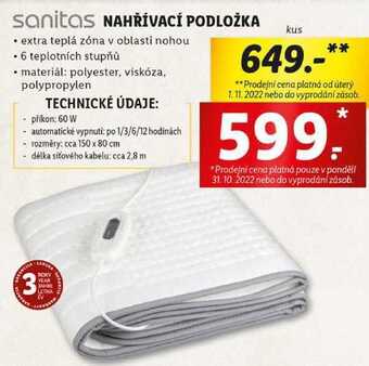 Lidl Nahřívací podložka nabídka