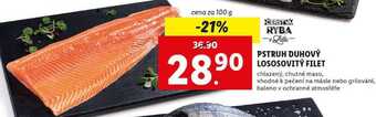Lidl Pstruh duhový lososovitý filet, cena za 100 g nabídka