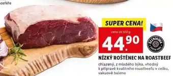Lidl Nízký roštěnec na roastbeef, cena za 100 g nabídka