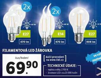 Lidl Filamentová led žárovka nabídka