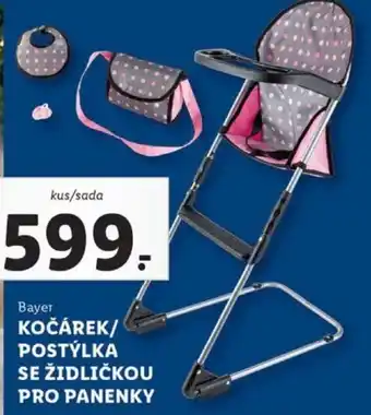 Lidl Bayer kočárek/postýůla se židličkou pro panenky nabídka