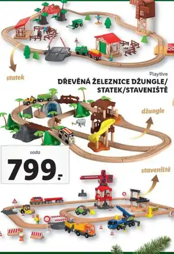 Lidl Playtime dřevěná železnice džungle/statek/staveniště nabídka