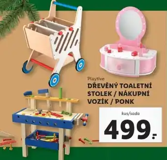 Playtive dřevěný toaletní stolek/nákupní vozík/ponk