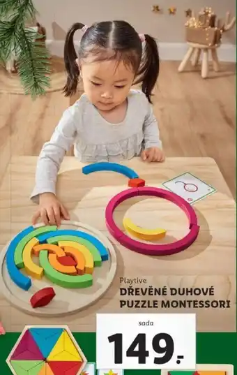 Lidl Playtive dřevěná duhové puzzle montessori nabídka