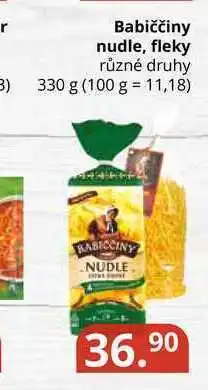 Potraviny CZ Babiččiny nudle, fleky různé druhy 330 g nabídka
