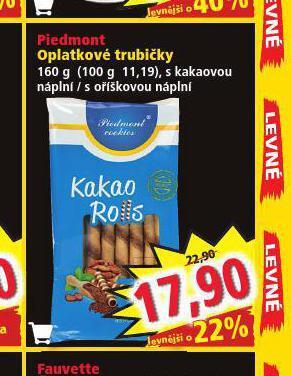 Piedmont oplatkové trubičky