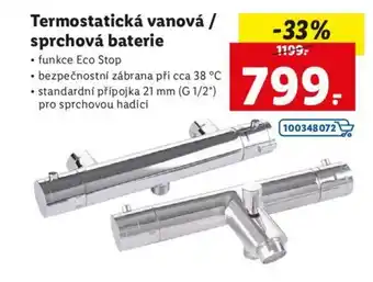 Lidl Livarno home termostatická vanová / sprchová baterie nabídka