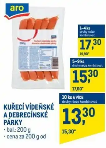 Makro aro kuřecí vídeňské a debrecínské 200g nabídka