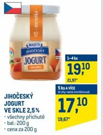 Makro madeta jihočeský jogurt ve skle 2,5% nabídka
