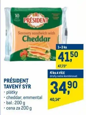 Makro président tavený sýr 200g nabídka
