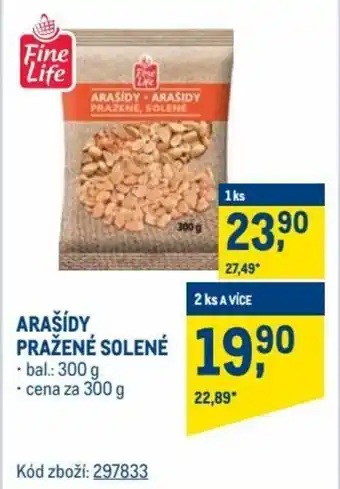 Makro FineLife arašídy pražené solené 300g nabídka