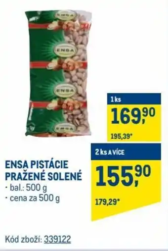 Makro Ensa pistácie pražené solené 500g nabídka