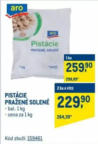 Makro Aro pistácie pražene solené 1kg nabídka
