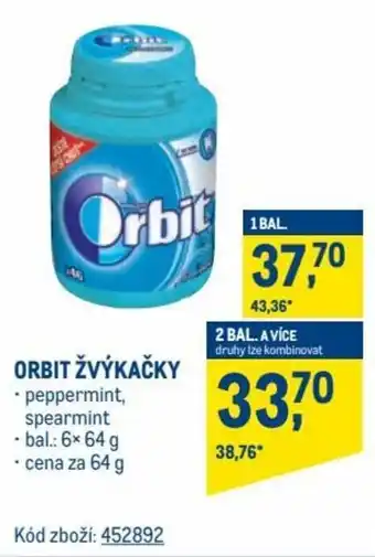 Makro Orbit žvýkačky 64g nabídka