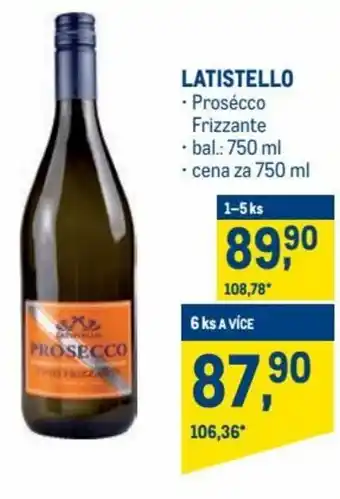Makro latistello prosécco 750ml nabídka