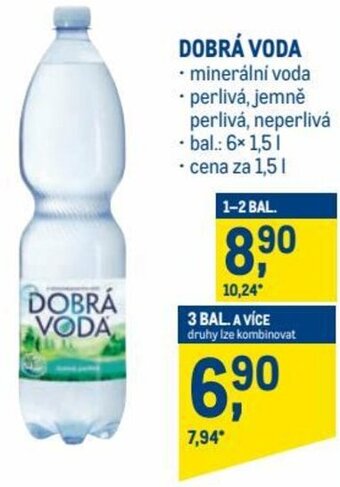 Makro dobrá voda minerální voda 1,5l nabídka