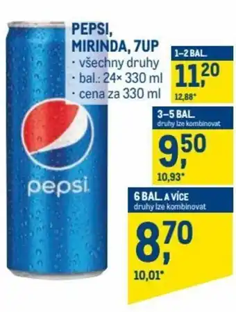 Makro pepsi, mirinda, 7up 330ml nabídka