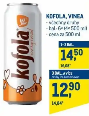 Makro kofola vinea 500ml nabídka