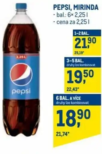 Makro pepsi, mirinda 2,25l nabídka