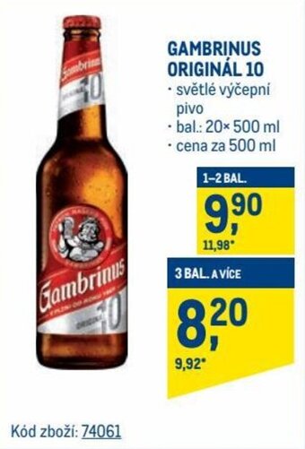 Makro Gambrinus originál 10 nabídka
