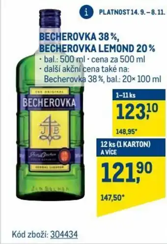 Makro Becherovka 38%, Becherovka lemond 38% nabídka
