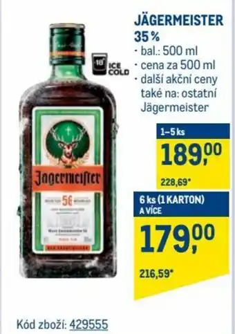 Makro Jagermeister 500ml nabídka