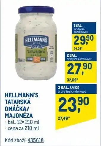 Makro Hellmann's tatarská omáčka/majonéza 210ml nabídka