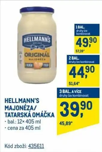 Makro Hellmann's majonéza/tatarská omáčka 405ml nabídka
