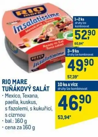 Makro rio mare tuňákový salát mexico, texana, paella, kuskus, s fazolemi, s kukuřocí, s cizrnou 160g nabídka