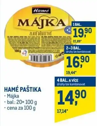 Makro hamé paštika májka 100g nabídka